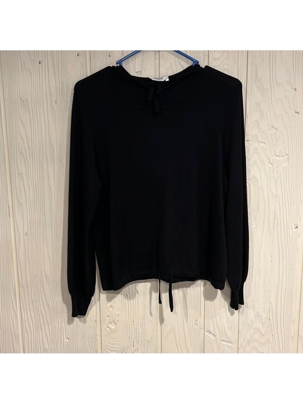 Josie Natori Black Hoodie Sweater Medium